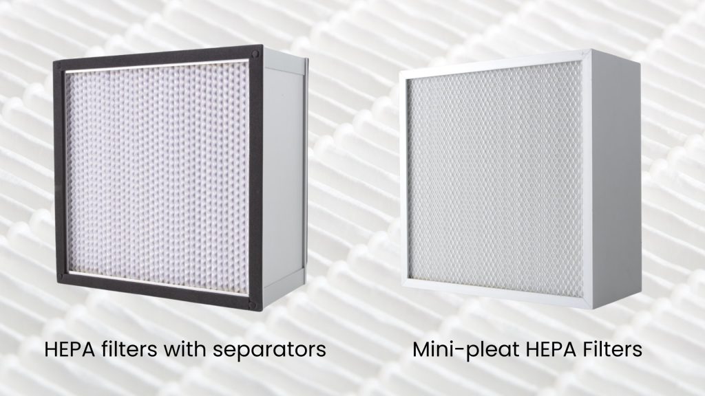 hepa filter with separator vs mini pleat hepa filter