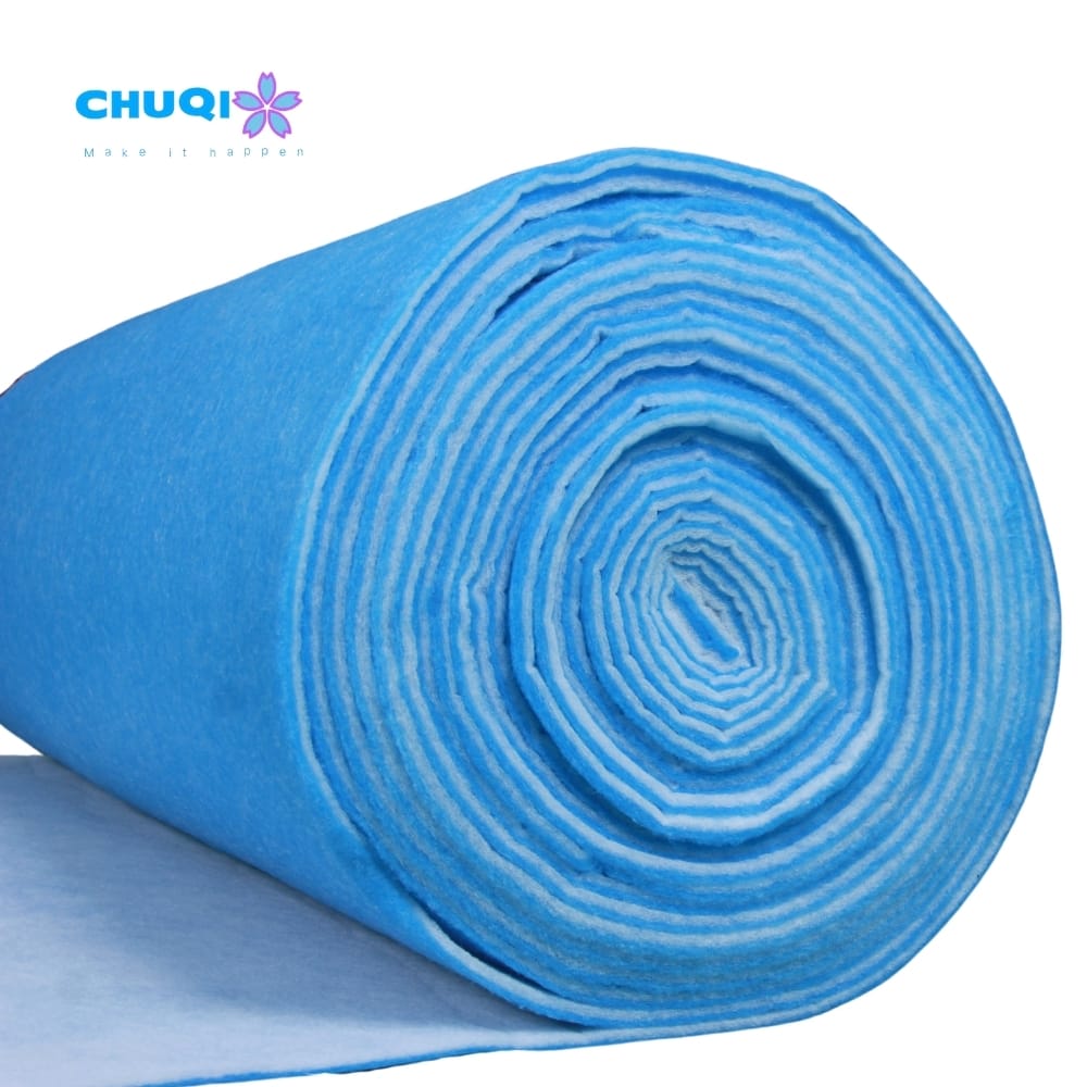 blue and white air intake filter media roll