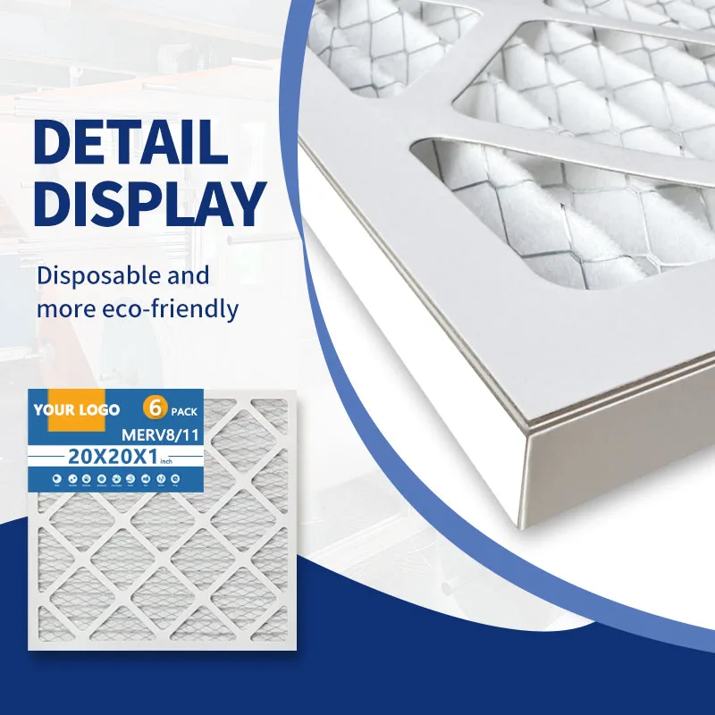 eco friendly pleated air filter cardboard frame detail