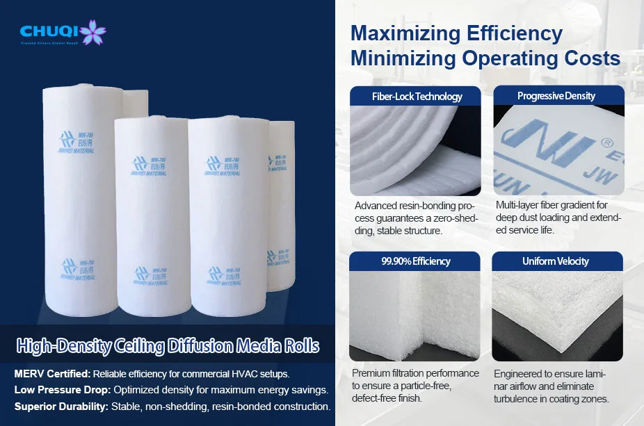 high density ceiling diffusion media rolls hvac filter