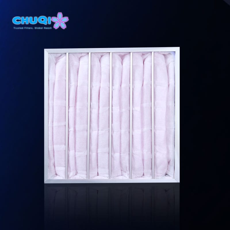 pink synthetic media bag filter black background