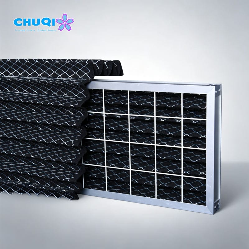 pleated activated carbon filter with wire mesh